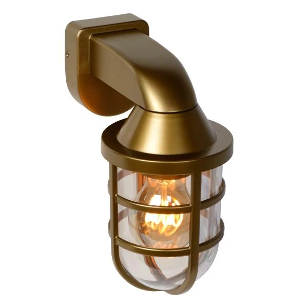 Lucide LEWIS - Wandlamp Binnen/Buiten - 1xE27 - IP44 - Mat Goud / Messing - detail 3